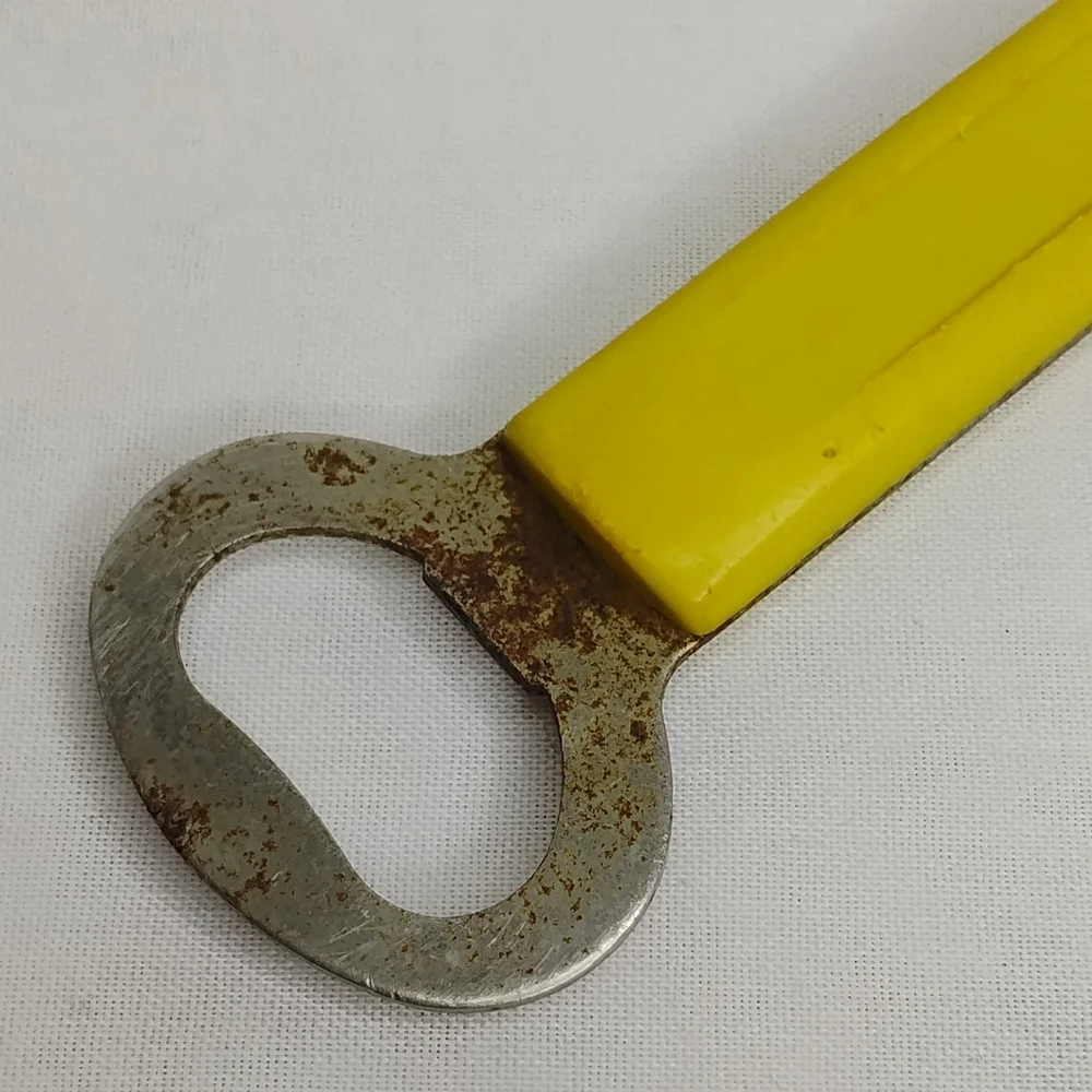 Vintage 70s Floral Yellow Bottle Opener / Can Opener Combo Retro Kitchen / Bar